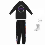 Black+Blue Button Pants Black+White Signature Socks