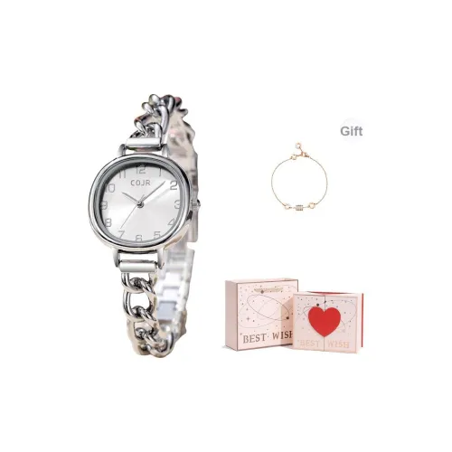 COJR Кварцевый механизм металлический ремешок женские часы белый циферблат