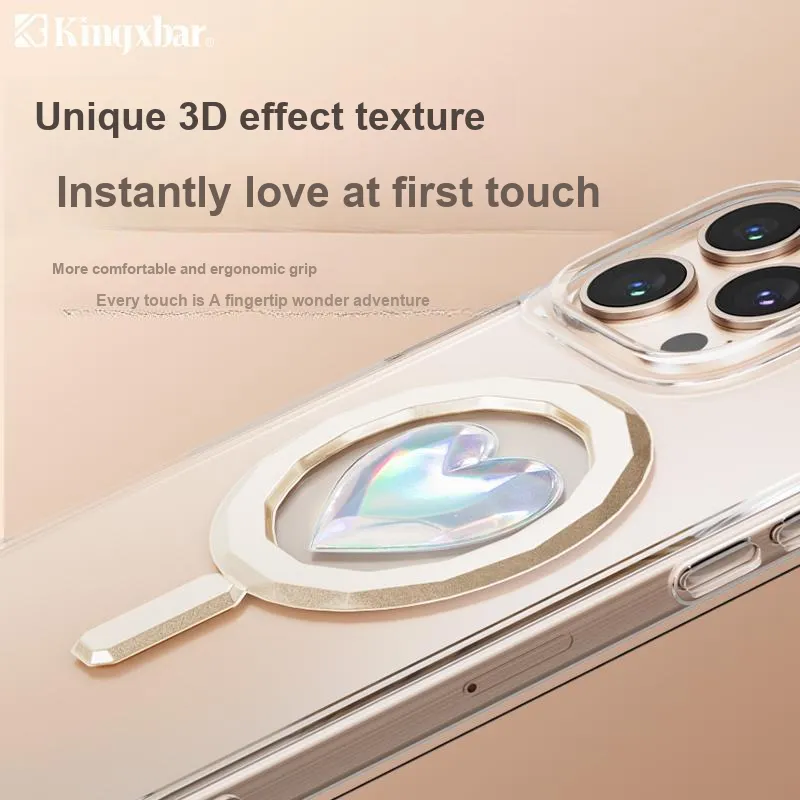 Kingxbar TPU Material 3D Effect Heart Magsafe Phone Case Compatible With Apple 16 Collection-3