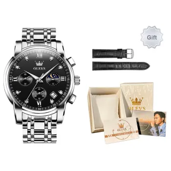 OLEVS Play The Cool Series Quartz Movement Stainless Steel Watchband Watch Men's Watches Black Dial