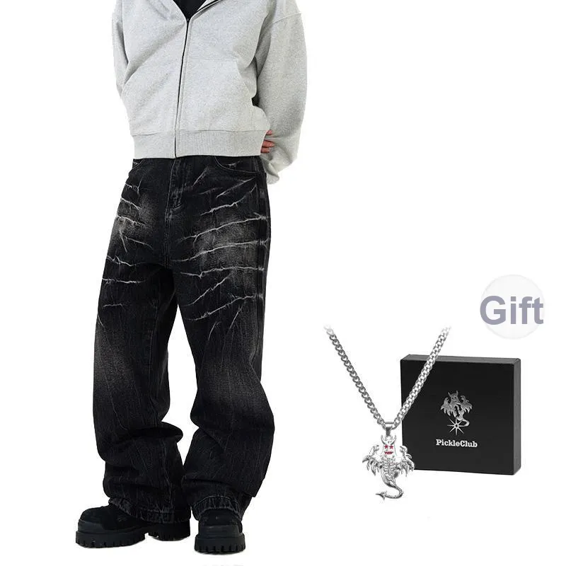 TESTUNG Loose Fit Straight Fit Jeans Unisex-18