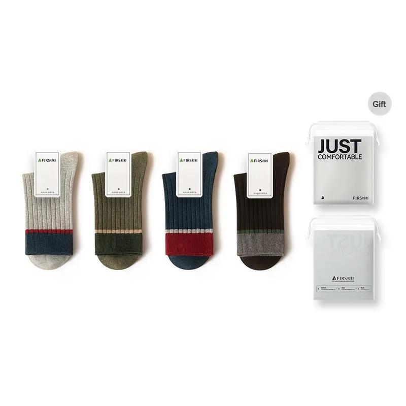 FIRS Mid Calf Socks Men's Shopping Bag 4 Pack-29