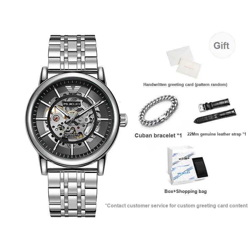 MUKUO Black Warrior Automatic Mechanical Movement Watch Unisex Black Dial-11