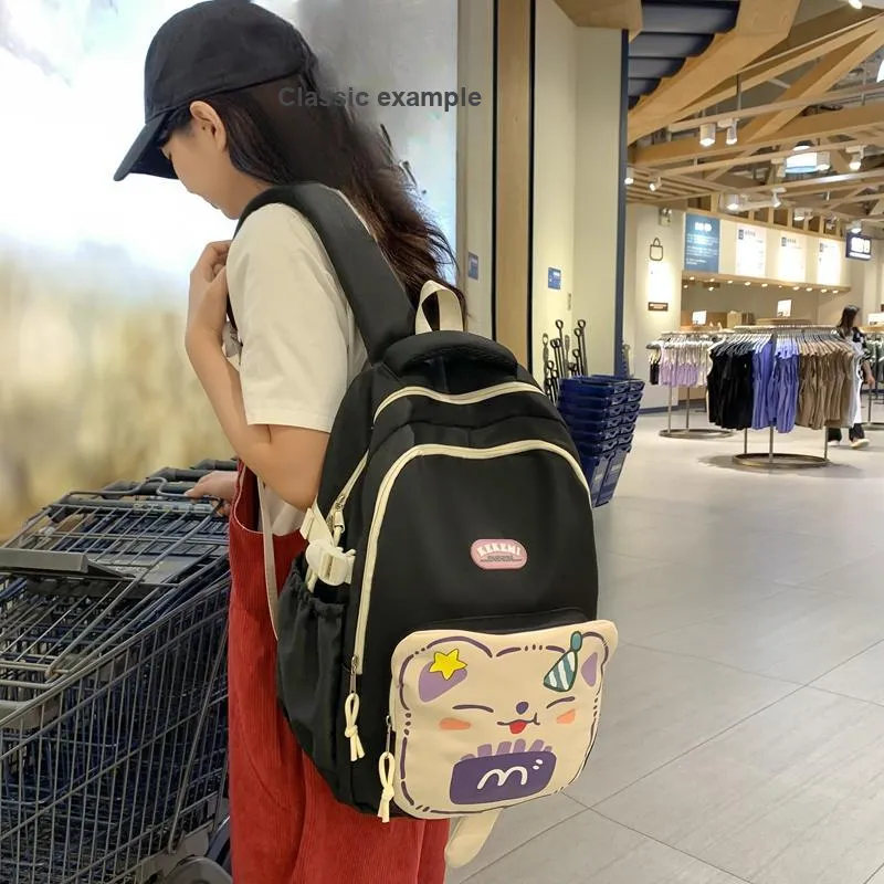XIANGSU Nylon Backpack Unisex Purple/Blue/Black/Brown/White/Khaki-19