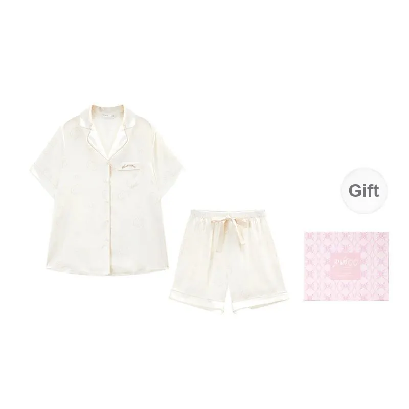GUKOO x Hello Kitty Sanrio Series Pajama Set Women's Gift Box Set Included Light Cream Apricot-1