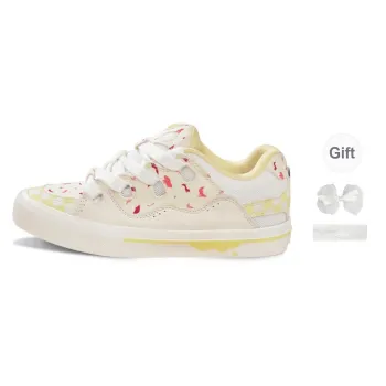 Ollieskate Magic Bake Anti Slip Wear Resistant Low Top Skateboard Shoes Unisex White Yellow