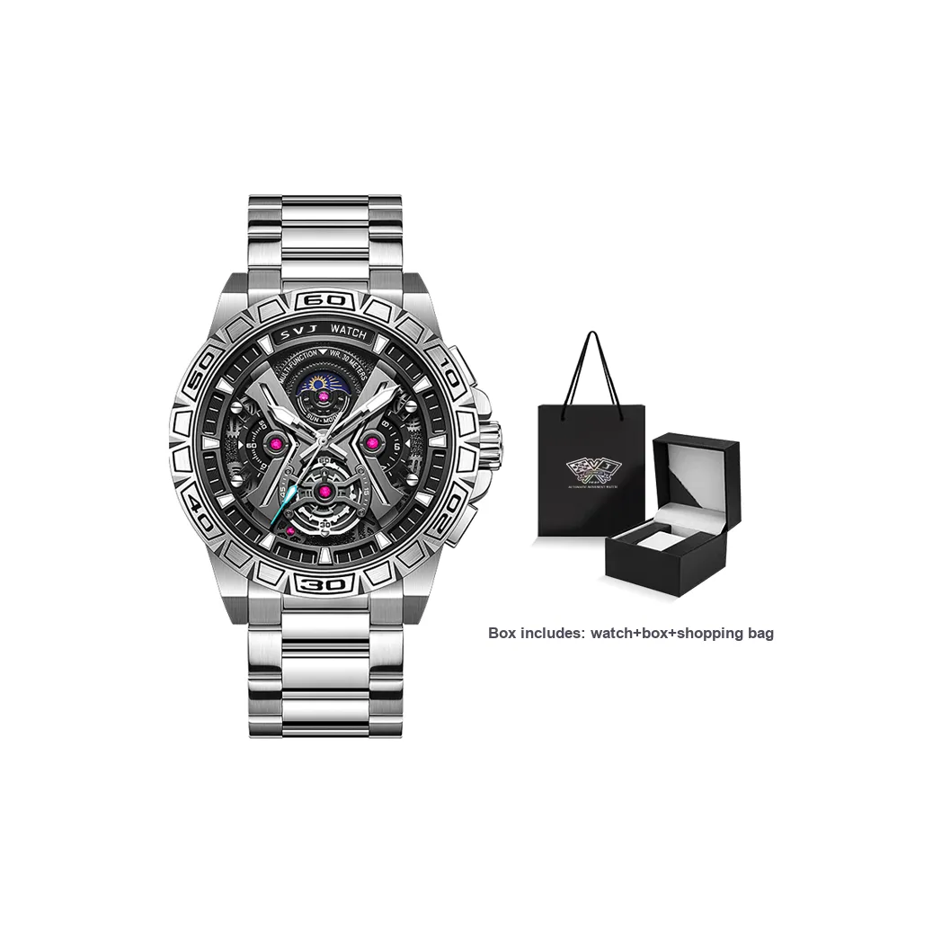 SVJ Black Warrior Concept Collection Кварцевый механизм ремешок из нержавеющей стали мужские часы черный циферблат