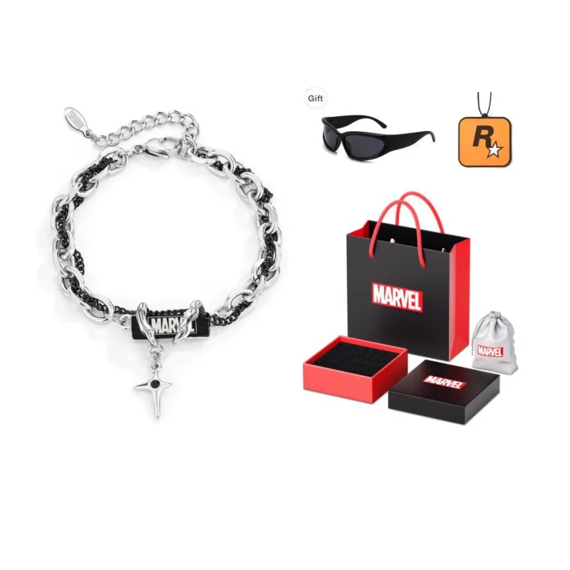 Disney Marvel Series Titanium Steel Bracelets Men's Black-5