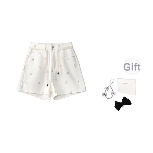 Fstudio Летний Корейский стиль Маленький Сладкий и Пряный Комплект 100% хлопок С принтом Джинсовые шорты Женские