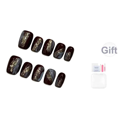 Song Biography Позолоченный Коричневый False Nail Короткий LADDER Черный Золотой Smudge 15мм