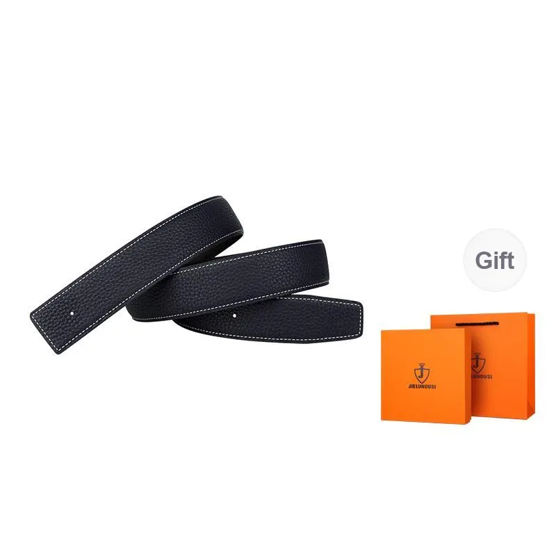 Jaylen Oos Headless H Buckle Smooth Buckle Unique Design Double Sided Top Grain Cow Leather Leather Belts Men's-40