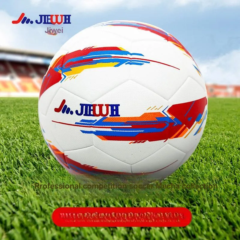 Jiewei Size 5 Soccer PU Seamless Thermal bonding Unisex Mecha Red-8