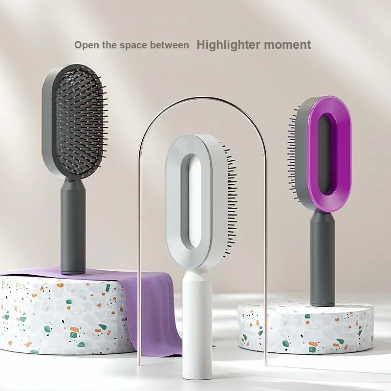 Love Of Wormwood Push Button Air Cushion Comb Cleaning Design Hair Friendly-2