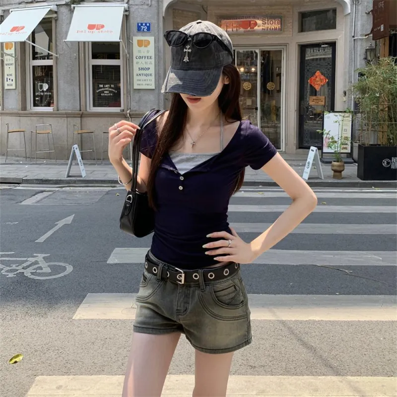 Si Bei'er T Shirt Women's Navy Blue-6