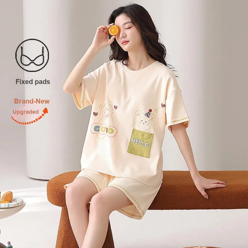 CHUDUAN Pajama Set Women's Apricot-2