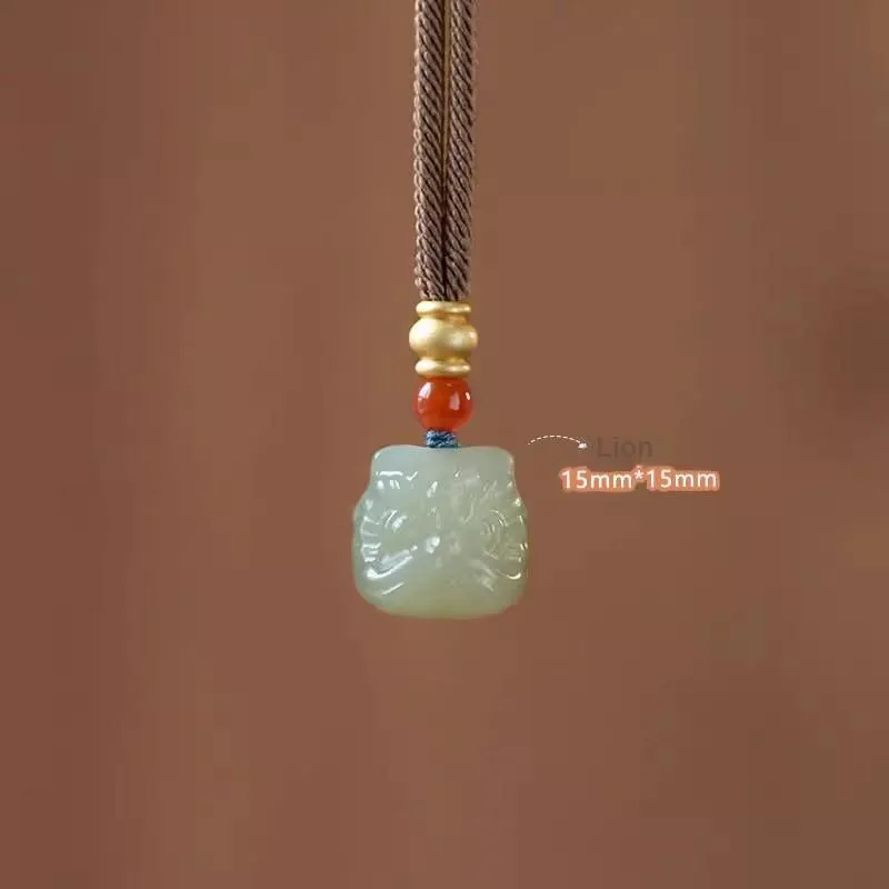 Andaozi Hetian Jade Necklaces Pale Greenish White Jade Unisex-4