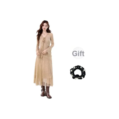 JSUHH Длинное платье с длинными рукавами женское