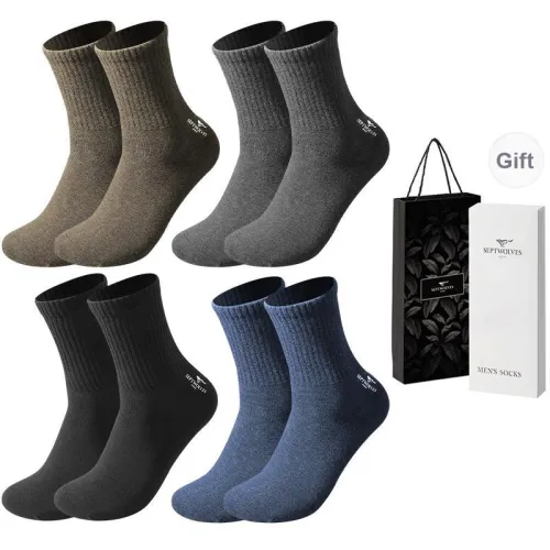 SEPTWOLVES Mid Calf Socks Men's 4 Pack Gift Box Set