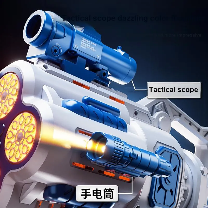 Yimi Space Gun, Electric Handheld Gatling 40 Eyelets Continuous Foam Bubble Machines-3