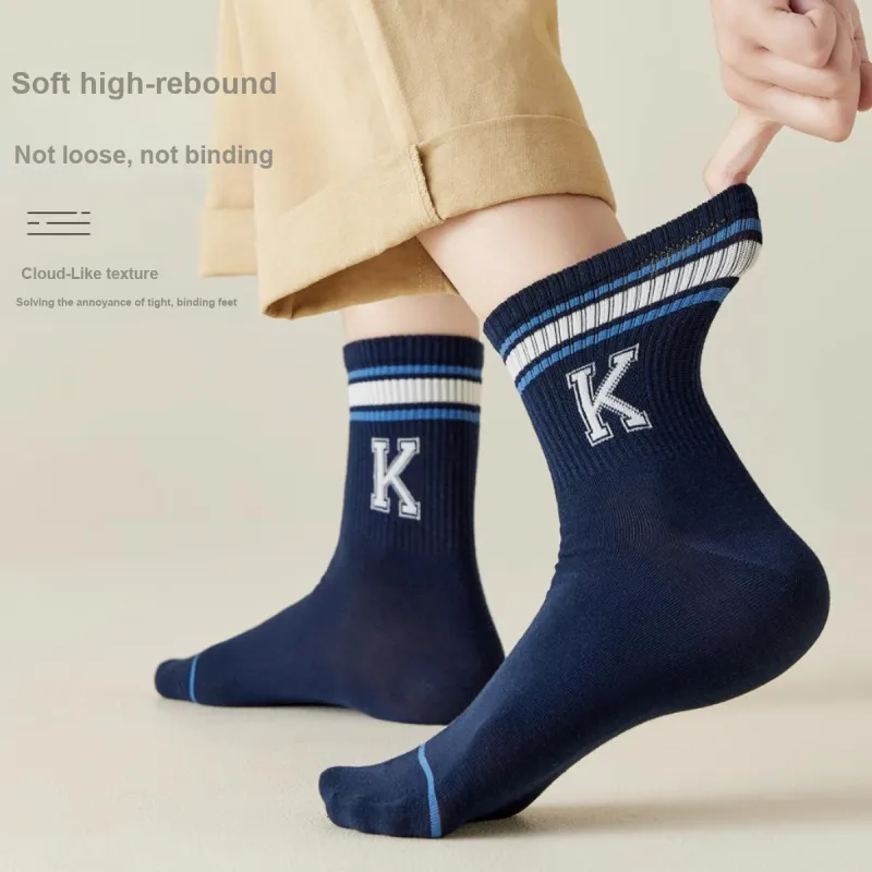 MIIOW Mid Calf Socks Men's 5 Pack Mixed Color-3
