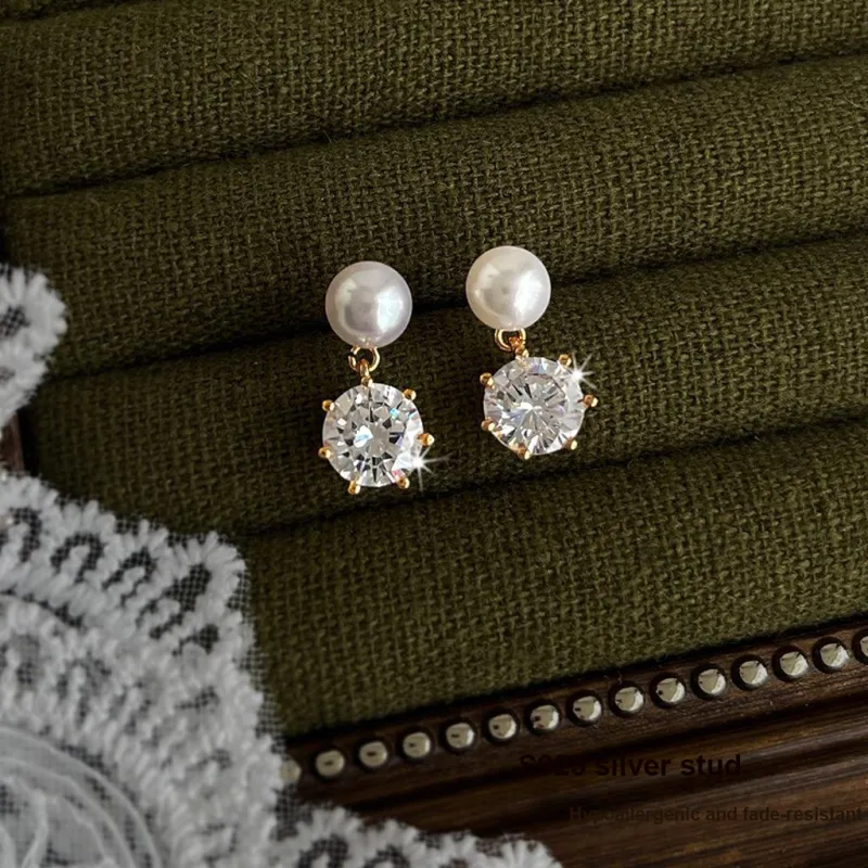 Lang Wind S925 Silver Stud Earrings Women's-3