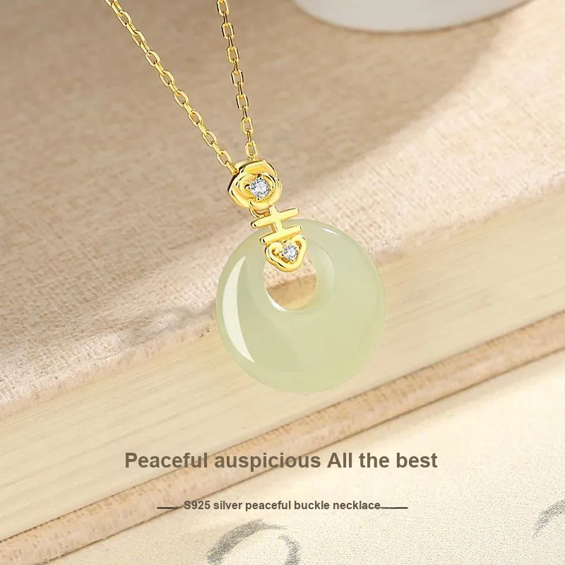 Andaozi Hetian Jade Necklaces Green Jade Women's-2