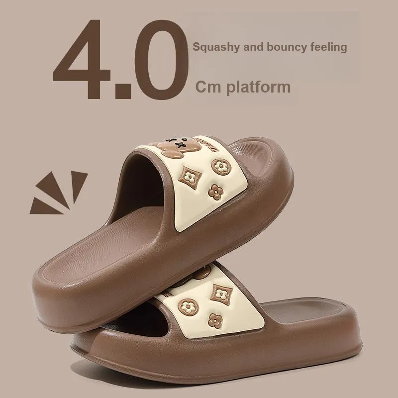 Foot Recreation Unisex Summer Home Slippers For Bathing, Slip Resistant, Platform Indoor Cute, Slippers-7