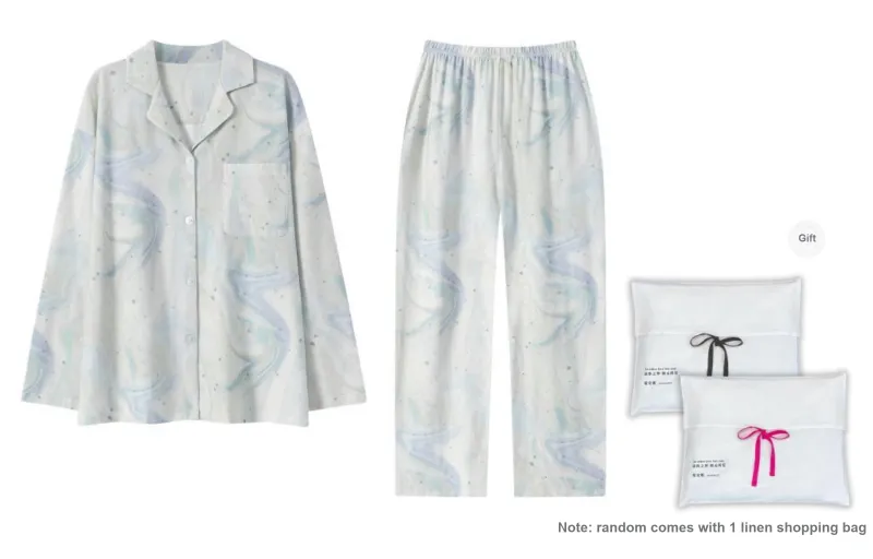 WANANNI Pajama Set Women's Shopping Bag Sky Blue-0