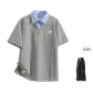 Gray Short-Sleeved Shirt (Comes with Black Casual Pants)