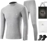 Mock Neck Clothing Sets (Light Gray) 100% cotton Windproof/Includes 2 Pack Cotton Socks+Shopping Bag
