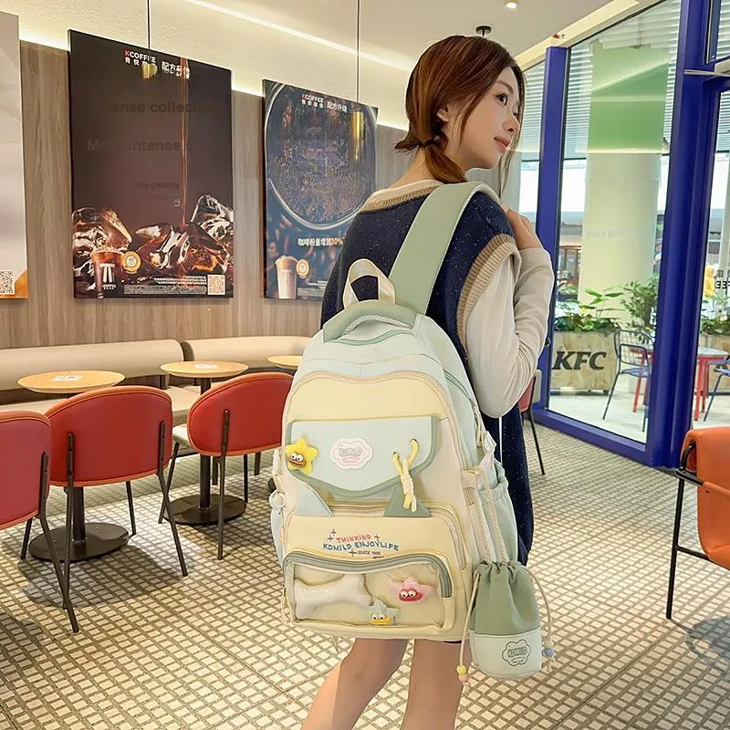 BRABOSTON Nylon With PVC Backpack Unisex Black/Blue Yellow/Yellow Green/Yellow Purple-13