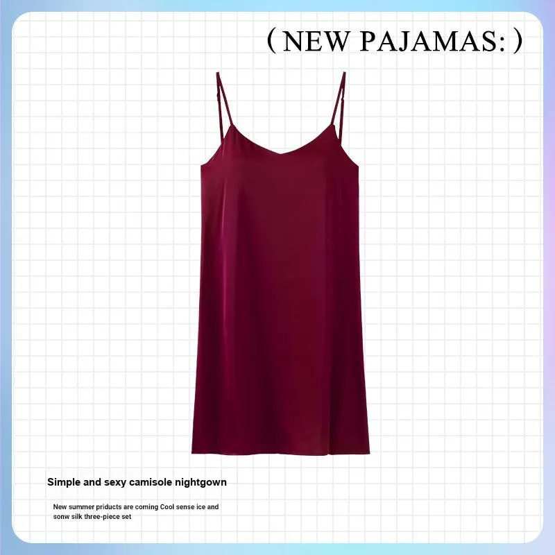 CAIHENGTONG Nightgown Women's Red-1