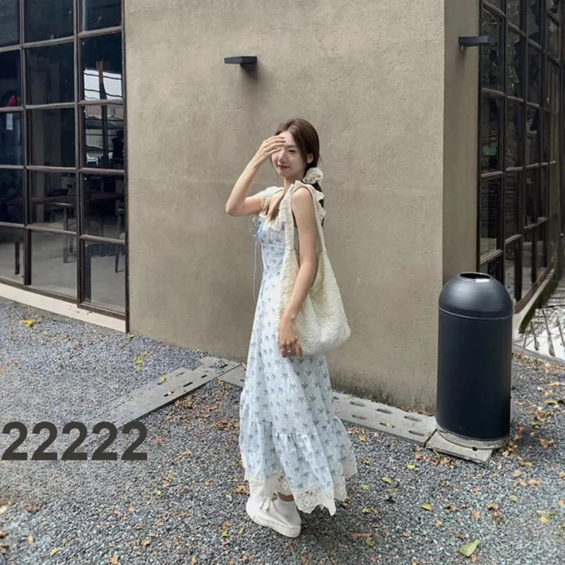 POPO.INFO Slip Dresses Women's Blue-2