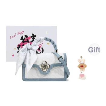 BUHOWE PU Handbag Women's Blue & White