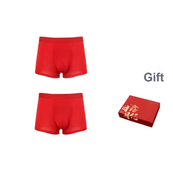 JINSANT Underpants Men's Gift Box Of 2 Strips Red