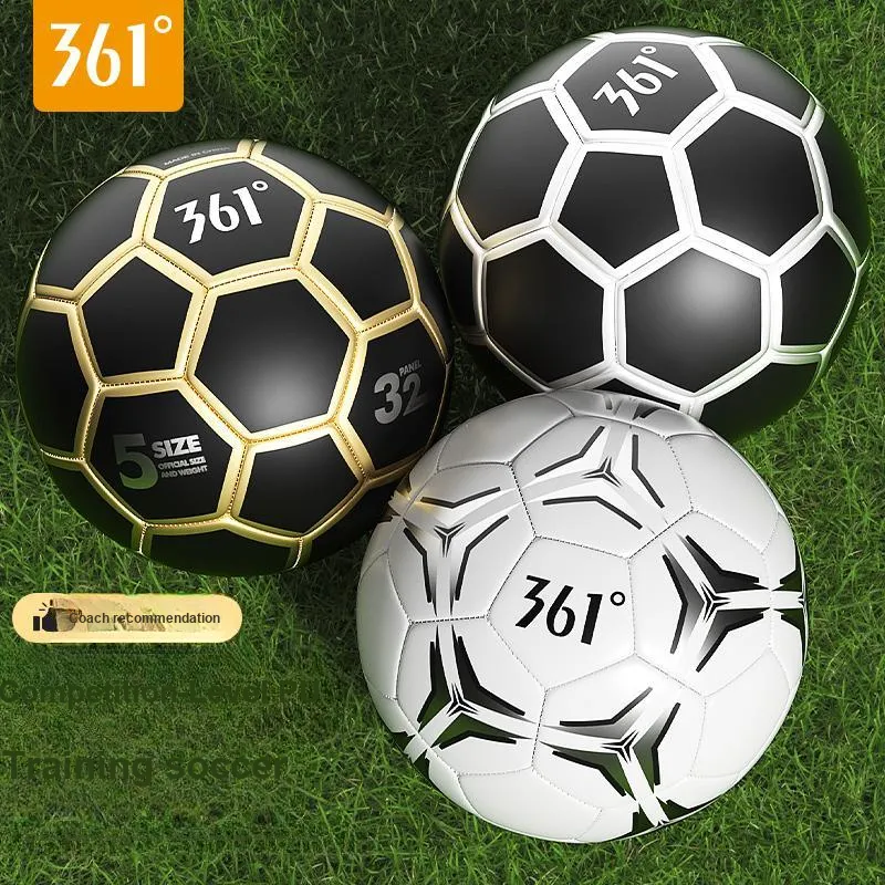 361° 4/Size 5 Soccer PU Machine Stitched Soccer Ball Unisex Black Gold Legend-2