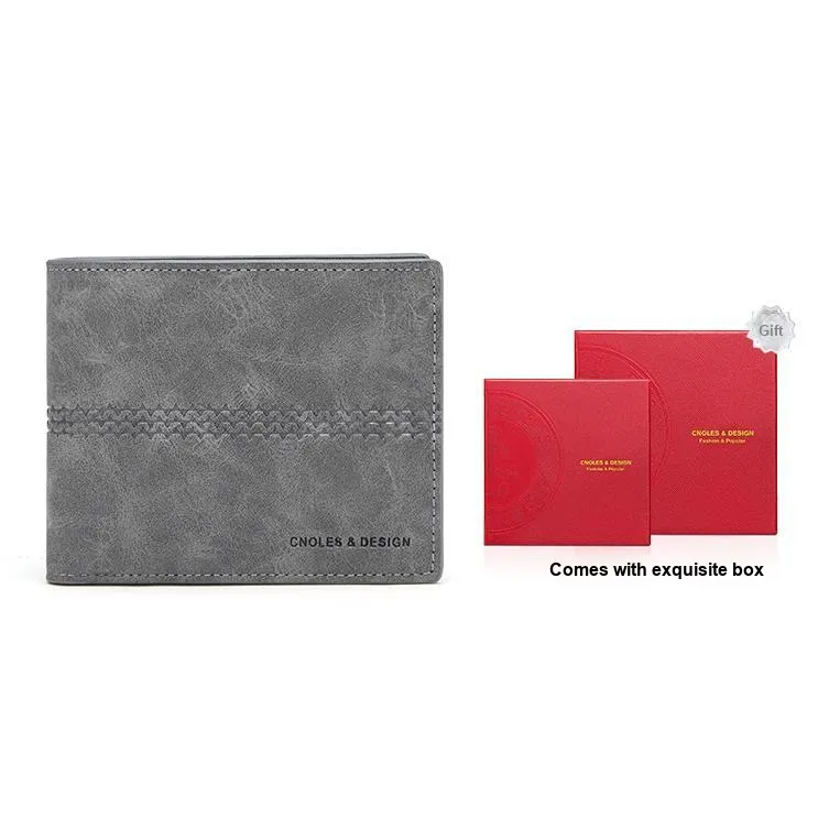 CNOLES Leather Money Clip Card Holder Wallet Men's Dreamy Gray