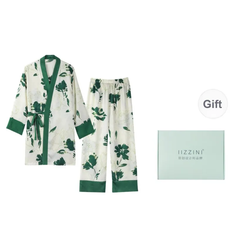 IIZZINI Scenario Pajama Set Women's Green-1