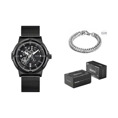 Miniso Darth Vader Collection Кварцевый механизм Стальной ремешок Часы Мужские Черный циферблат