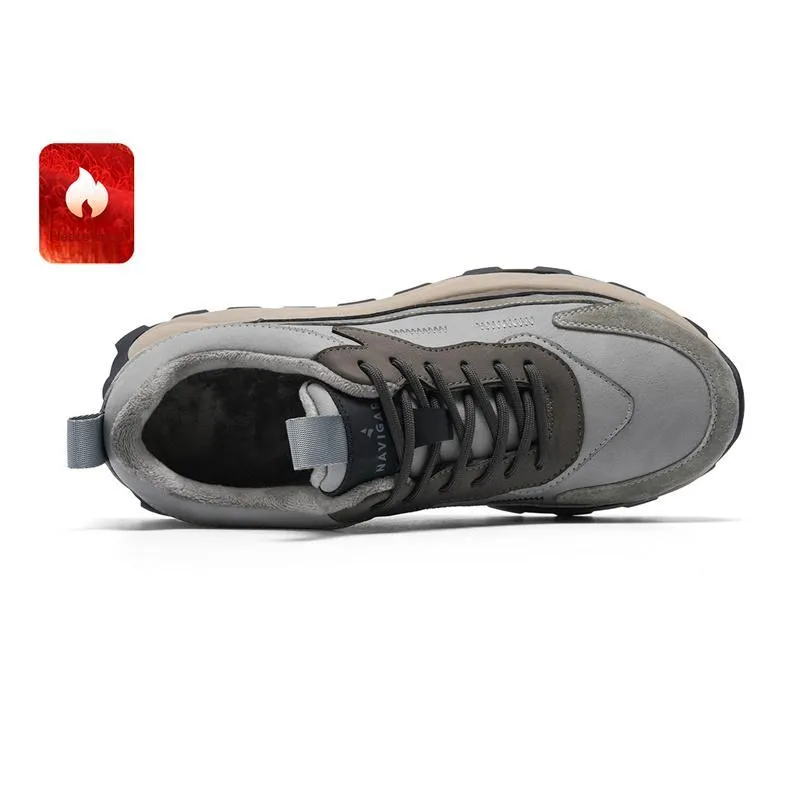 NAVIGARE Small Sailboat Fleece Lined Height Increasing Low Top Casual Shoes Men's Gray-2