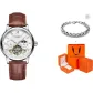 White Dial Silver Case Brown Strap