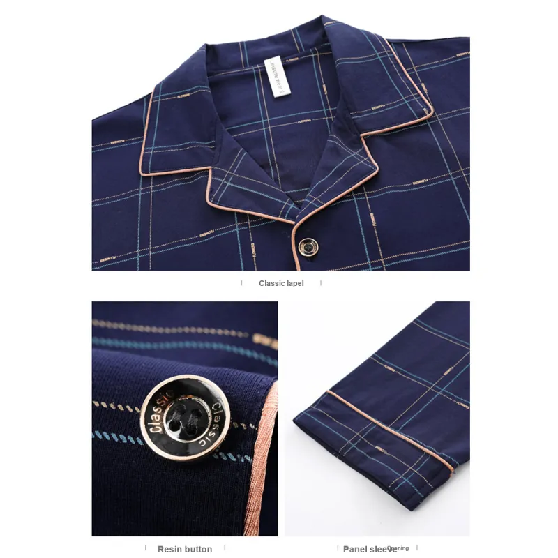 FARO Pajama Set Men's Dark Blue Plaid-3