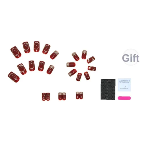 ZHENYUE Бургунди Яркий Ромб Новый год Красный Пламя Nail Art Яркое Золото Ромб Накладные Ногти False Nail