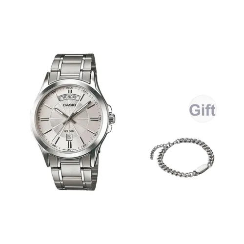 CASIO Кварцевый механизм Часы Мужские Серебристый циферблат