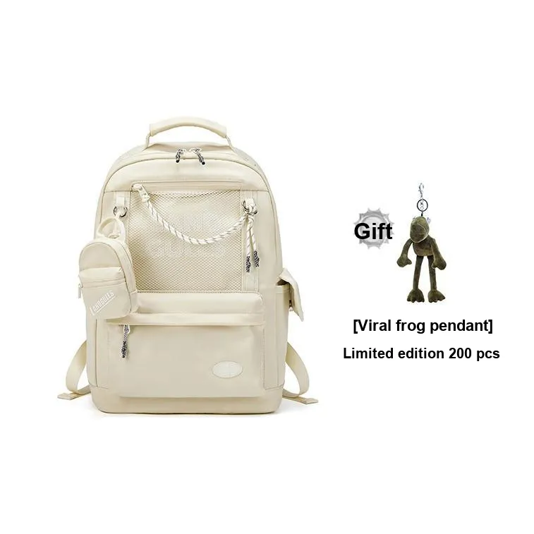 Land Gulls Nylon Fabric Backpack Medium Unisex Mint Green/Beige