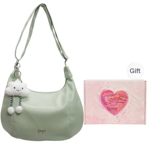 NATTY PU Shoulder Bag Large Size Women's Ecru/Silver/Black/Green