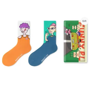 PL Mid Calf Socks Unisex Shopping Bag 2 Pack Mixed Color