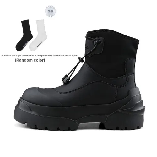 HANQIAORIJI Heavy Industry Series Ankle Boots 5cm Unisex Black