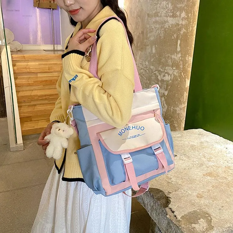 ALOENEY Nylon Messenger Bag, Handbag, Shoulder Bag, Crossbody Bag Women's Black, White, Pink, Blue Pink-2