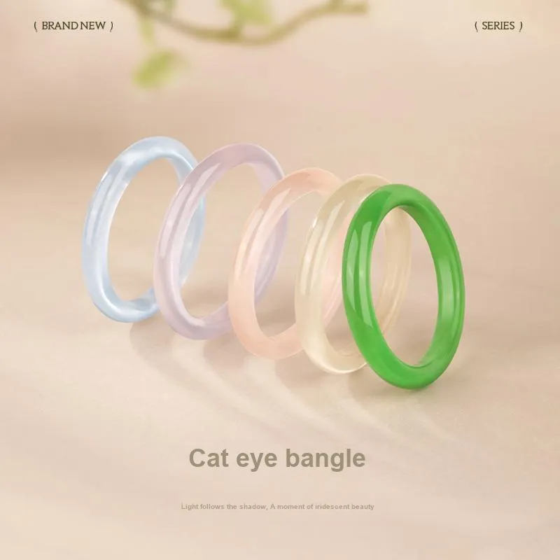 JINLIUFUJIXIANG Glass Cat Eye Bangles Women's-3